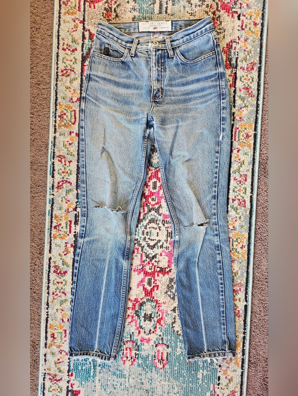 Guess Light Blue Jeans with Distressed Knees